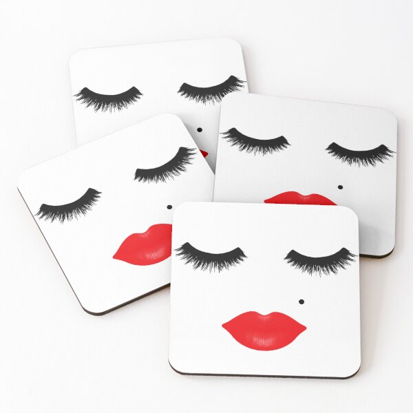 Item preview, Red Lips and Lashes with Beauty Mark designed and sold by Julie Erin Designs.