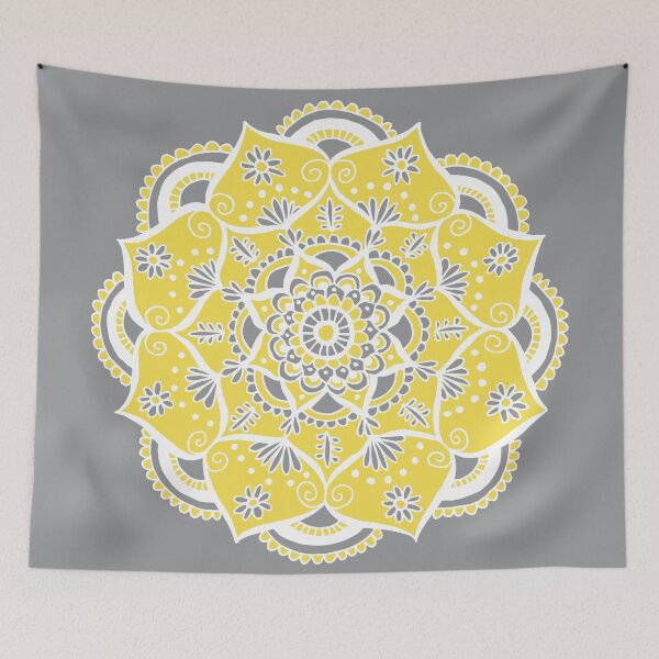 Item preview, Ultimate Gray Illuminating Yellow Mandala designed and sold by Julie Erin Designs.