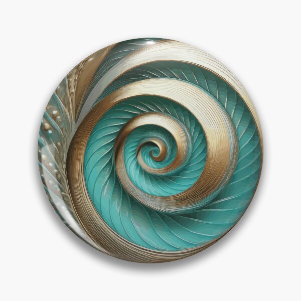 Item preview, Abstract Spiral  Gold Silver Turquoise Fibonacci Art 259 designed and sold by Vicky Brago-Mitchell®.