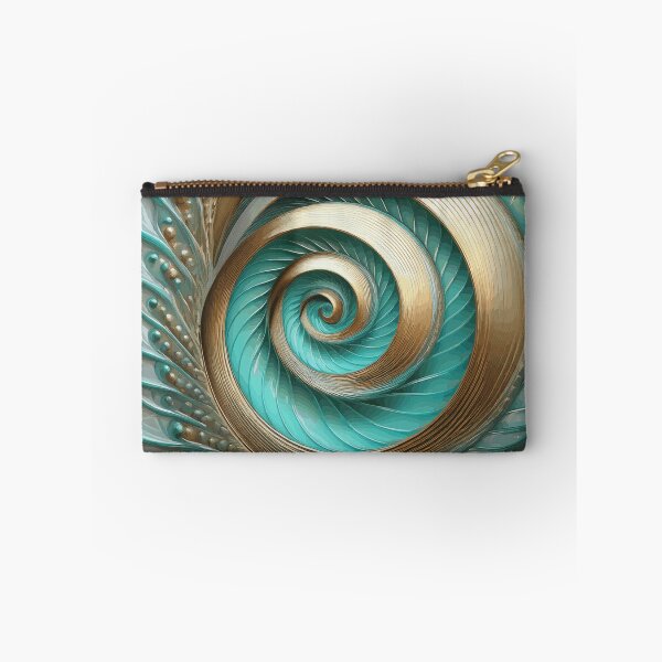 Item preview, Abstract Spiral  Gold Silver Turquoise Fibonacci Art 259 designed and sold by Vicky Brago-Mitchell®.