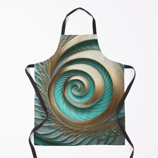 Item preview, Abstract Spiral  Gold Silver Turquoise Fibonacci Art 259 designed and sold by Vicky Brago-Mitchell®.