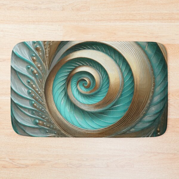 Item preview, Abstract Spiral  Gold Silver Turquoise Fibonacci Art 259 designed and sold by Vicky Brago-Mitchell®.