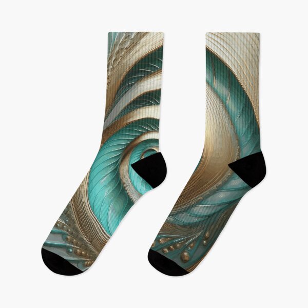 Item preview, Abstract Spiral  Gold Silver Turquoise Fibonacci Art 259 designed and sold by Vicky Brago-Mitchell®.