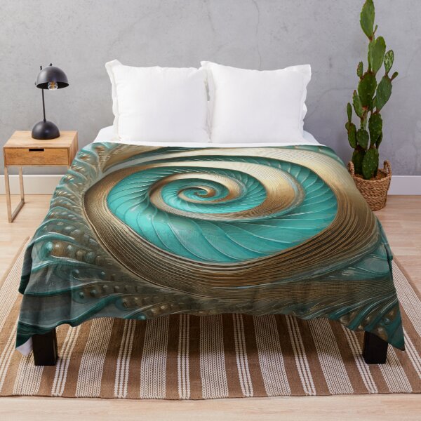 Item preview, Abstract Spiral Gold Silver Turquoise Fibonacci Art 259 designed and sold by Vicky Brago-Mitchell®.