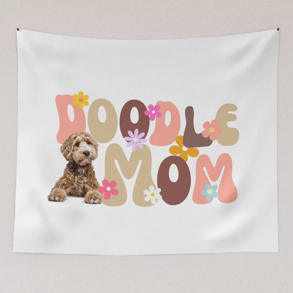 Item preview, Groovy Doodle Mom Design with Retro Flowers and Adorable Doodle Dog designed and sold by Fredster1966.
