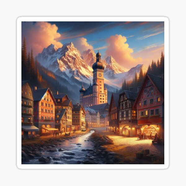 Item preview, Alpine Twilight Village designed and sold by nikkolaus.