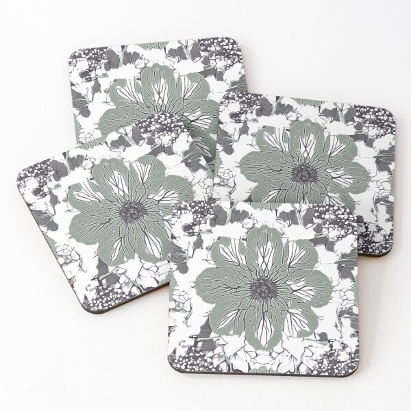 Item preview, BLOOM - Faith Infused Floral Khaki Green Aesthetic Etching #141b Kaleidography | Nature Photography Symmetry Art Fusion - ashrawArt designed and sold by ashrawArt Designer Boutique Art.