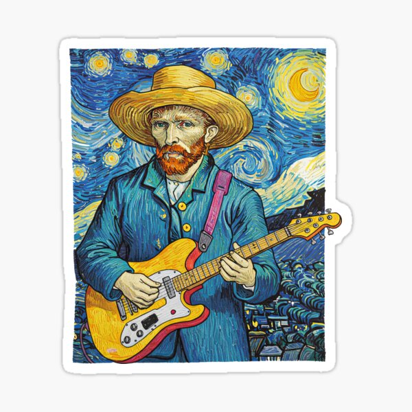Vista previa del artículo con la obra «Vincent van Gogh tocando la guitarra», diseñado y vendido por 1artcolor.