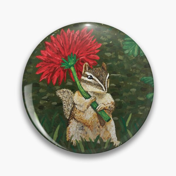Item preview, Chipmunk Holding Flower Painting designed and sold by MadelinNeweyArt.