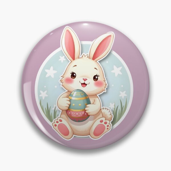 Artikelvorschau, Süßer Osterhase mit dekoriertem Ei – Entzückender Frühlingsaufkleber entworfen und verkauft von www.contentcraze.in.
