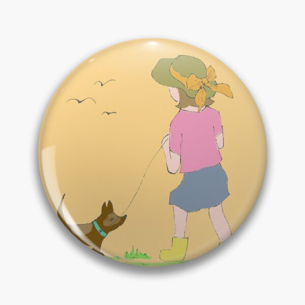 Item preview, Girl Takes Dog For Walk Illustration designed and sold by Jaana Day.