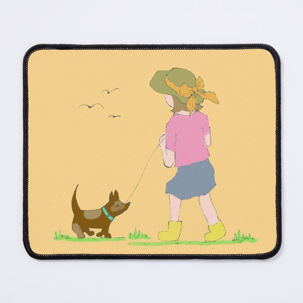 Item preview, Girl Takes Dog For Walk Illustration designed and sold by Jaana Day.