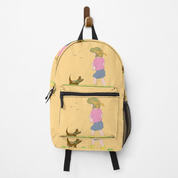 Item preview, Girl Takes Dog For Walk Illustration designed and sold by Jaana Day.