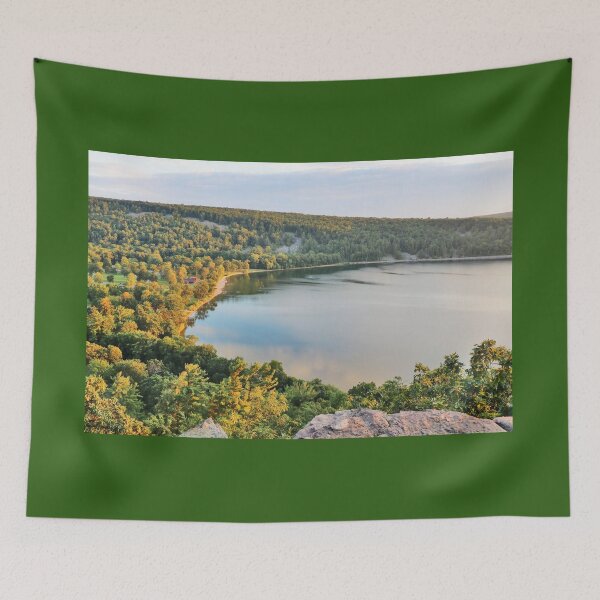 Item preview, Golden Hour Landscape with view on the Lake from East Bluff Devil's Lake State Park, Wisconsin, USA designed and sold by Maryna Gumenyuk.