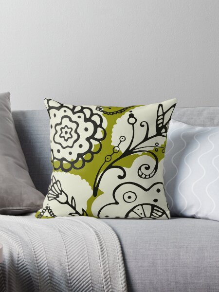 Item preview, Mid-Century Modern Floral Line Designs On Olive Green designed and sold by DEC02.