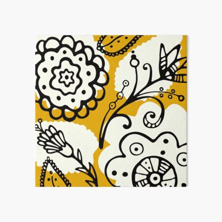 Item preview, Mid-Century Modern Floral Line Pattern On Mustard Yellow designed and sold by DEC02.