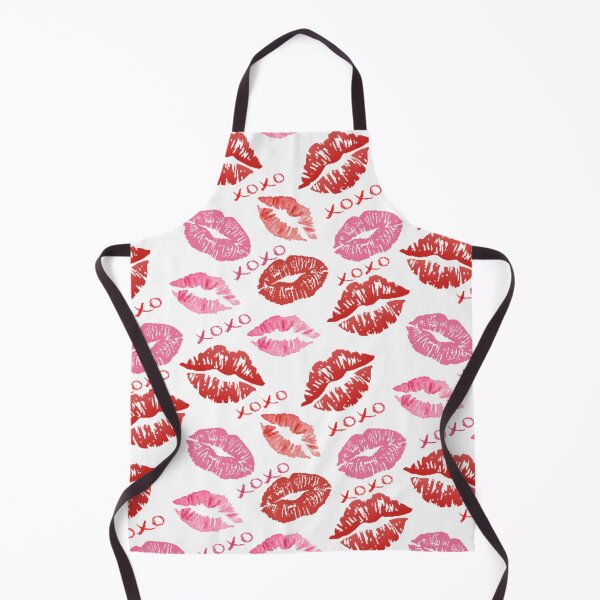 Item preview, Seamless pattern of lipstick kisses and "XOXO" text on black background.  designed and sold by MadameSayCheese.