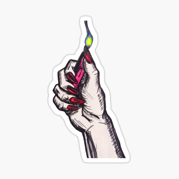 Fist holding lighter Sticker