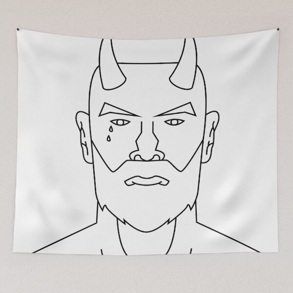 Item preview, Horned visage with tear and stern expression designed and sold by estebansequeira.