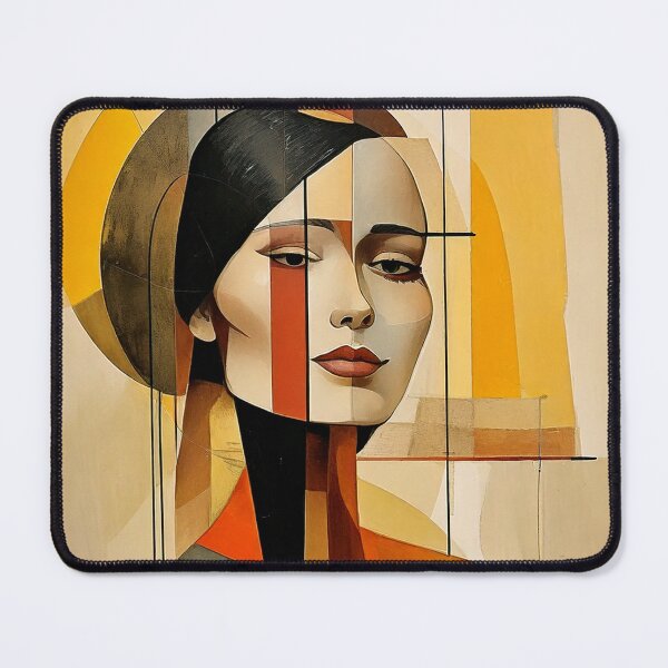 Item preview, Bauhaus style painting abstract female portrait earth tones designed and sold by CattlettArt.
