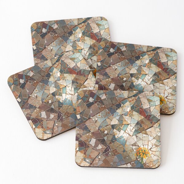 Item preview, Geometric mosaic floor with broken ceramic shards designed and sold by CoolPixels.