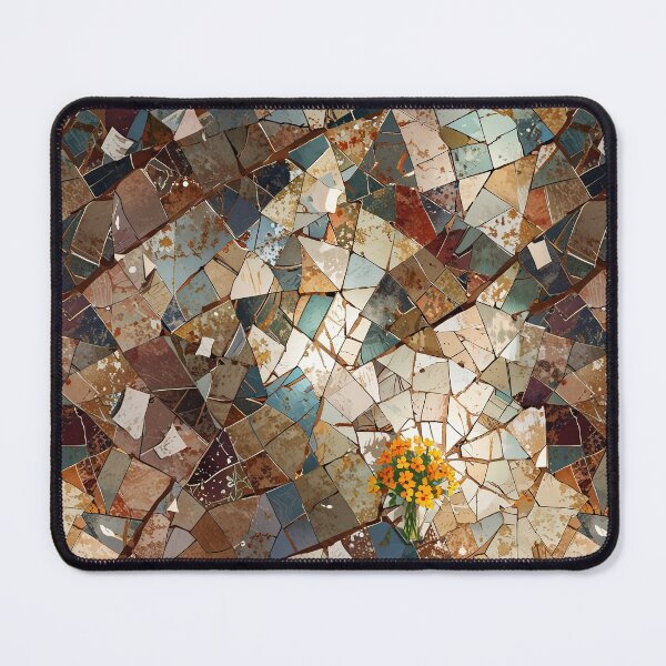 Item preview, Geometric mosaic floor with broken ceramic shards designed and sold by CoolPixels.