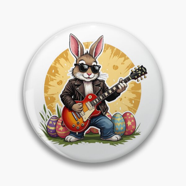 Artikelvorschau, Rock 'n' Roll Osterhase - Cooles Rebellenkaninchen mit Gitarrenaufkleber entworfen und verkauft von www.contentcraze.in.