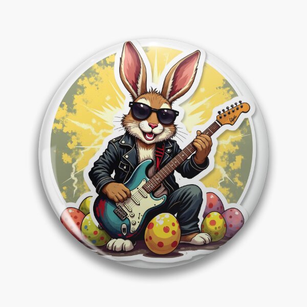 Artikelvorschau, Rebel Rabbit Easter – Rock & Roll-Hase mit zerbrochenem Ei im Hintergrund entworfen und verkauft von www.contentcraze.in.
