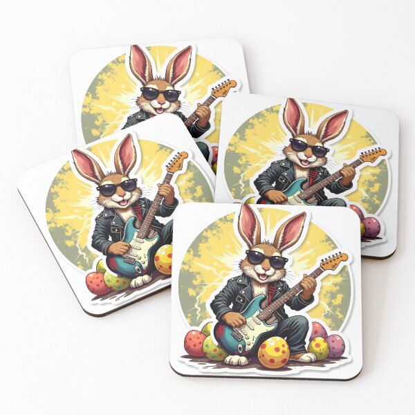 Item preview, Rebel Rabbit Easter - Rock & Roll Bunny with Cracked Egg Backdrop designed and sold by www.contentcraze.in.