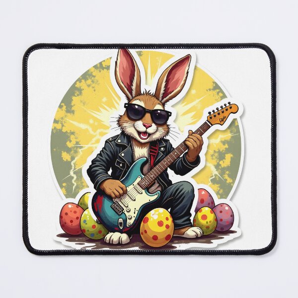 Item preview, Rebel Rabbit Easter - Rock & Roll Bunny with Cracked Egg Backdrop designed and sold by www.contentcraze.in.