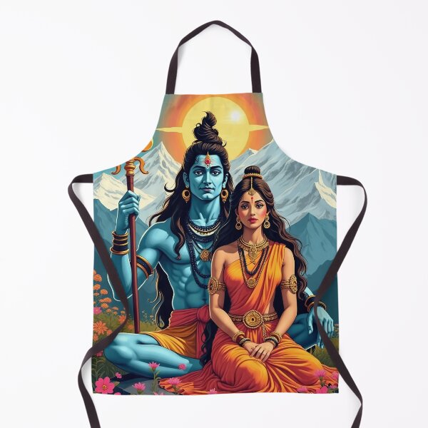 Item preview, Digital Poster of Shiva and Parvati | Hindu Divine Couple Wall Art | Spiritual Indian God and Goddess Artwork | Sacred Love & Devotion Print designed and sold by PaintedPixels01.