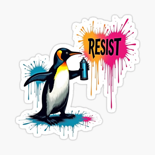 Vista previa del artículo con la obra «Camiseta de Resist Penguin | Resist Penguin | Penguin Resist», diseñado y vendido por Prism-Fashion.
