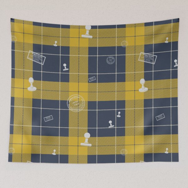 Item preview, Yellow and Navy Plaid Notary Stamp Pattern – Classic Seamless Design for Notary Gifts designed and sold by NotaryLife.