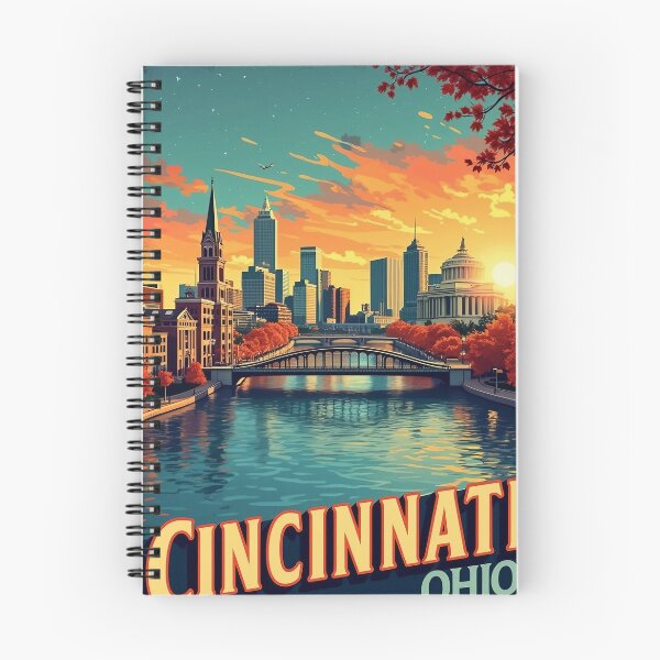 Item preview, Digital Retro Pop Art Poster of Cincinnati, Ohio | Vintage Art Print of Cincinnati Skyline | Retro City Poster | Vibrant Pop Art Design of Cincinnati | Urban Art Collection designed and sold by PaintedPixels01.