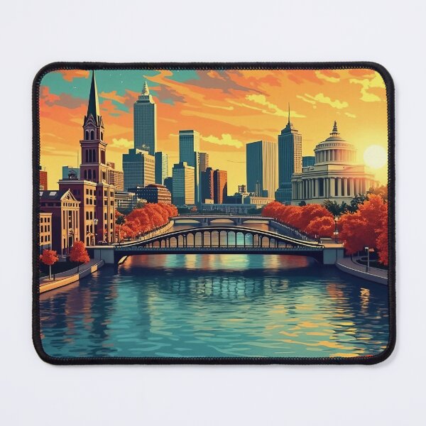 Item preview, Digital Retro Pop Art Poster of Cincinnati, Ohio | Vintage Art Print of Cincinnati Skyline | Retro City Poster | Vibrant Pop Art Design of Cincinnati | Urban Art Collection designed and sold by PaintedPixels01.