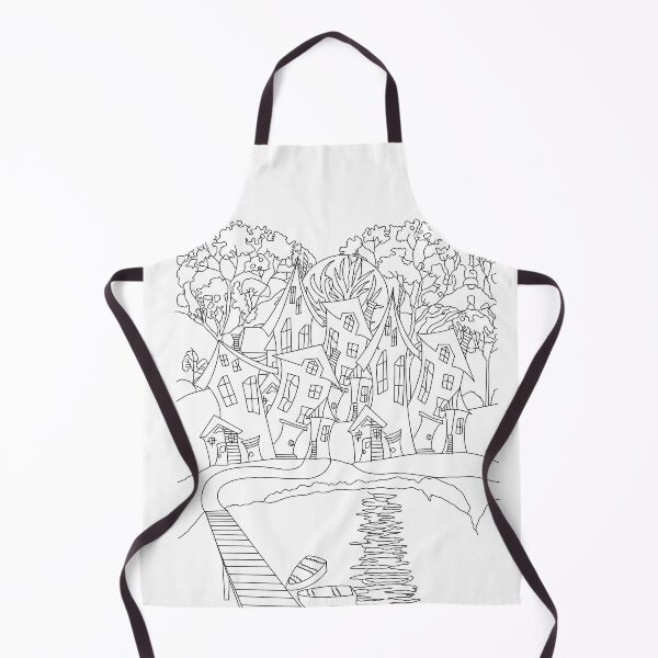 Item preview, Harbor Chill: Riverfront Village Coloring Vibes Black & White Coloring Page designed and sold by chuckletuckle.