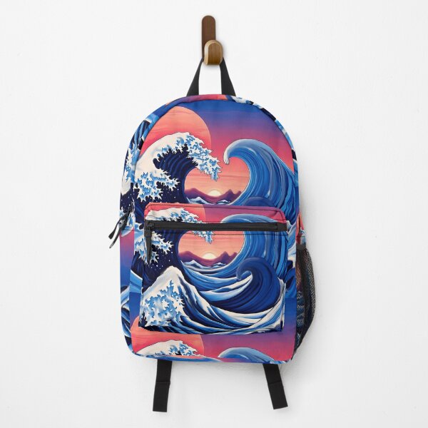Item preview, Surreal Blue Ocean Waves with Sun and Blood Orange Moon designed and sold by Yogibear & Rachelle .