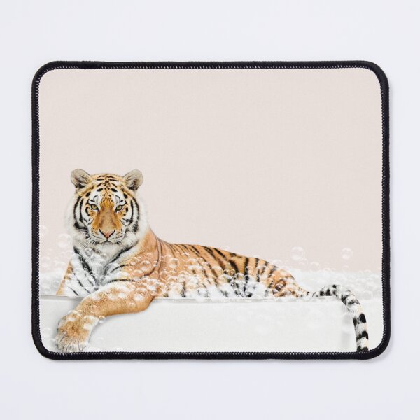 Item preview, Tiger in Bathtub Pink Print, Tiger Bathing, Animals in Bathtub Art by Synplus designed and sold by synplus.