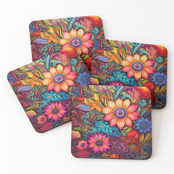 Item preview, Trippy Floral Bliss – Vivid Colorful Yoga Flower Pattern designed and sold by CattlettArt.