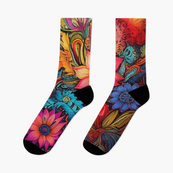 Artikelvorschau, Trippy Floral Bliss – Lebendiges, farbenfrohes Yoga-Blumenmuster entworfen und verkauft von CattlettArt.