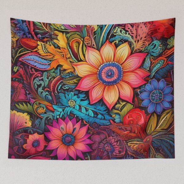 Item preview, Trippy Floral Bliss – Vivid Colorful Yoga Flower Pattern designed and sold by CattlettArt.