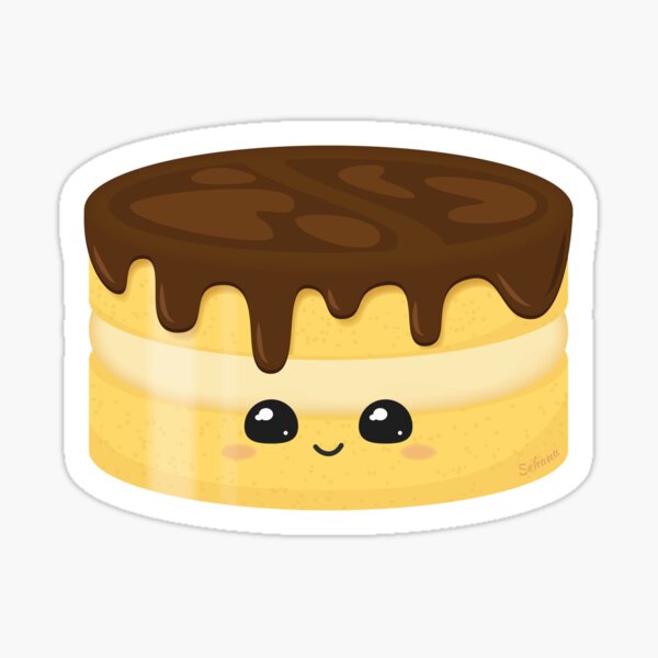 Kawaii Boston Cream Pie Cake Sticker