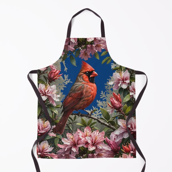 Item preview, Red Cardinal Amongst Pink Rhododendrons designed and sold by taiche.