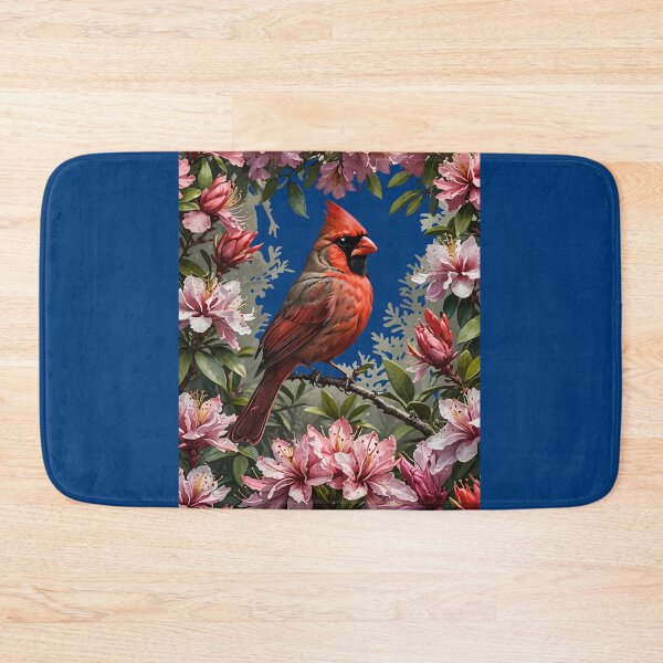 Item preview, Red Cardinal Amongst Pink Rhododendrons designed and sold by taiche.
