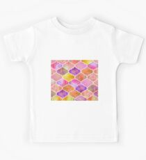 Moroccan watercolor golden sunrise tiles Kids Tee