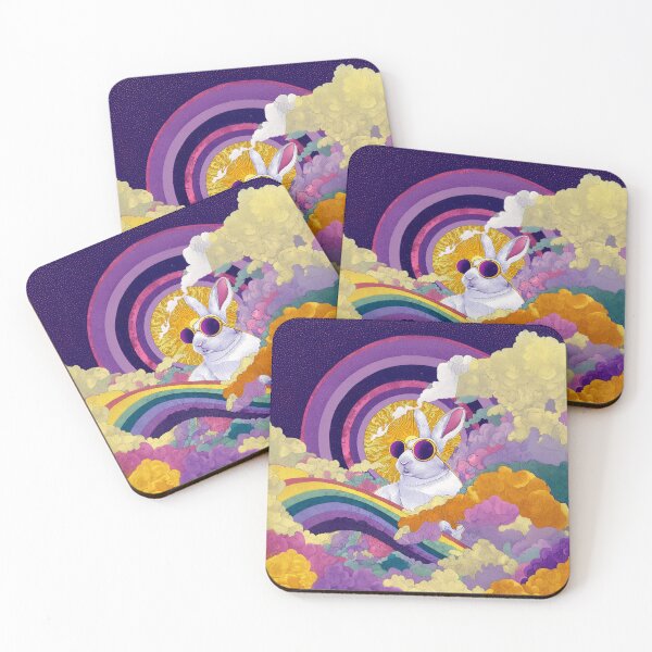 Item preview, Psychedelic Meme Bunny Riding the Rainbow Like It’s Easter Everyday designed and sold by chi3-jp.