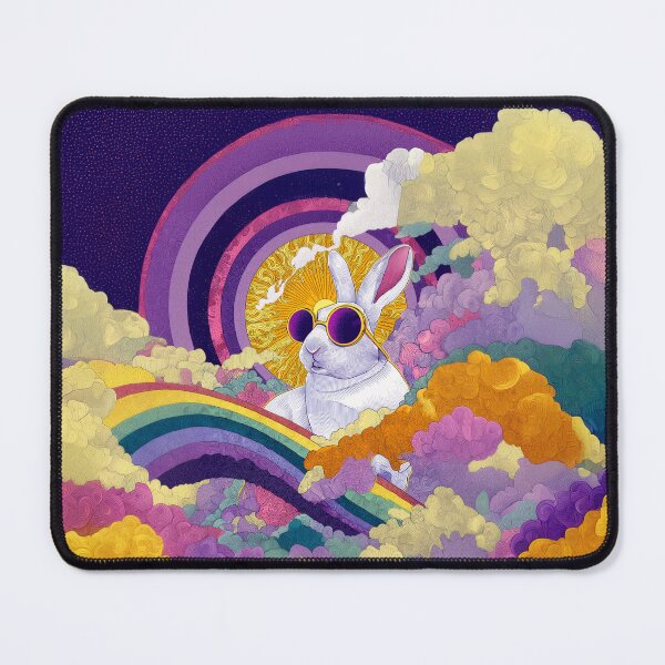 Item preview, Psychedelic Meme Bunny Riding the Rainbow Like It’s Easter Everyday designed and sold by chi3-jp.