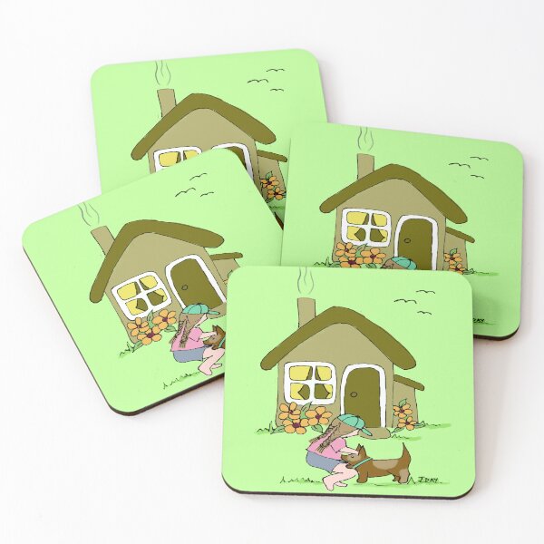 Item preview, Cottage Life Dog Girl Illustration designed and sold by Jaana Day.