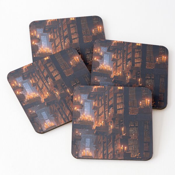 Item preview, Candlelit Library With Tall Bookcases and Mystical Ambiance designed and sold by CoolPixels.
