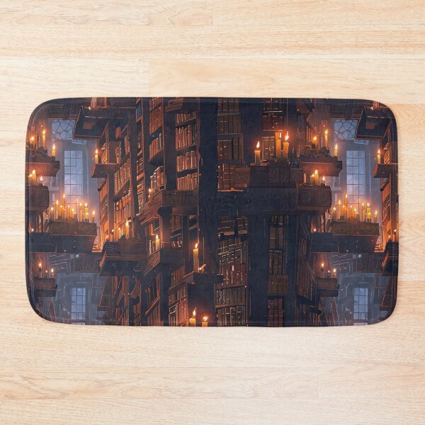 Item preview, Candlelit Library With Tall Bookcases and Mystical Ambiance designed and sold by CoolPixels.